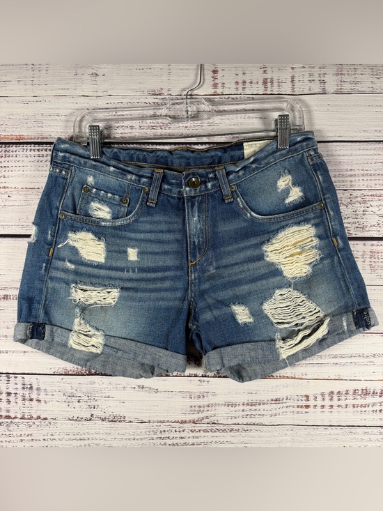 rag & bone Pants - Rag & Bone Distressed Denim Shorts Cuffed Boyfriend Fit Size 27
